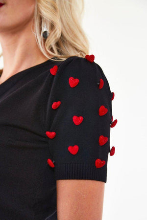 Heart Sleeve Puffs Sweater-Voodoo Vixen-Dark Fashion Clothing