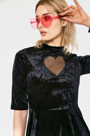 Heartless Black Velvet Dress-Jawbreaker-Dark Fashion Clothing