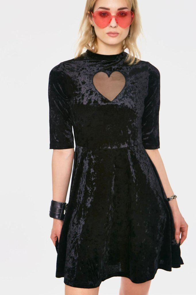 Heartless Black Velvet Dress-Jawbreaker-Dark Fashion Clothing