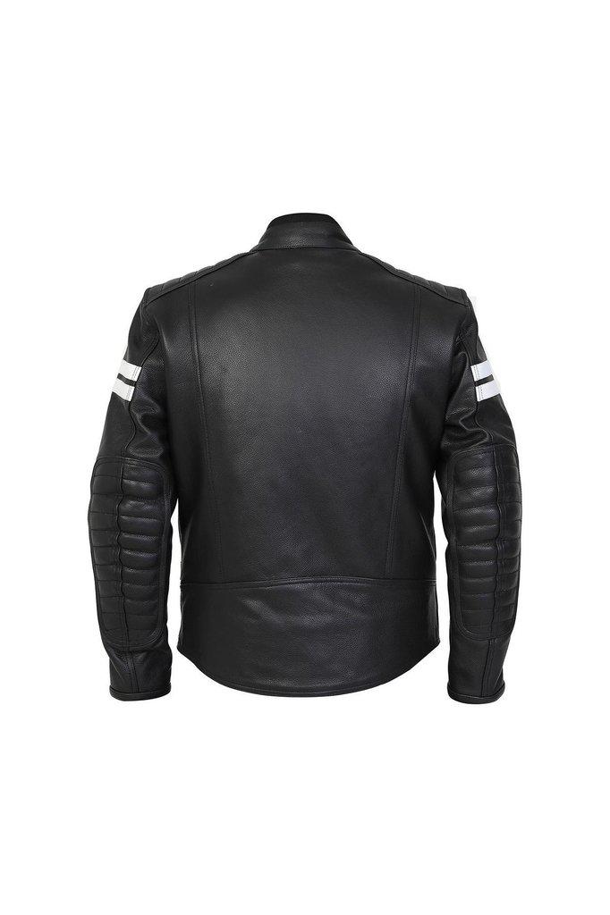 Huron Men’s Black Leather Motorcycle Jacket-Skintan Leather-Dark Fashion Clothing