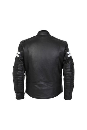 Huron Men’s Black Leather Motorcycle Jacket-Skintan Leather-Dark Fashion Clothing