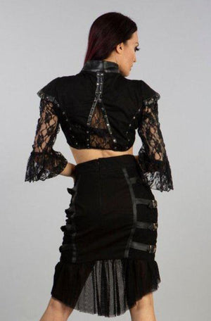 Ines Steampunk Bolero Shrug In Black Twill And Black Matte-Burleska-Dark Fashion Clothing