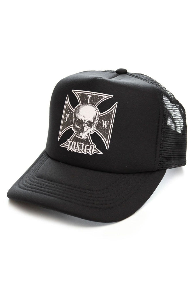 Iron Cross Trucker Hat-Toxico-Dark Fashion Clothing