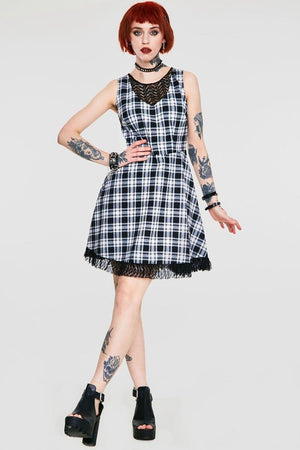 It's a Picnic Lace Trim Skater Dress-Jawbreaker-Dark Fashion Clothing