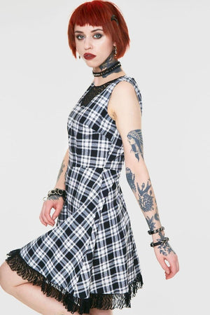 It's a Picnic Lace Trim Skater Dress-Jawbreaker-Dark Fashion Clothing