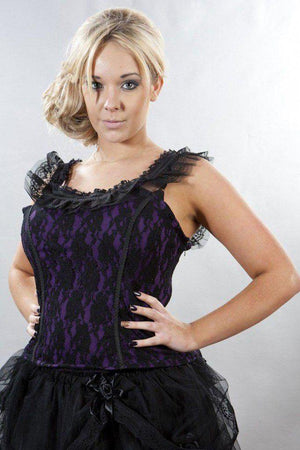 Jessie Victorian Vintage Top In Lycra And Lace Overlay-Burleska-Dark Fashion Clothing