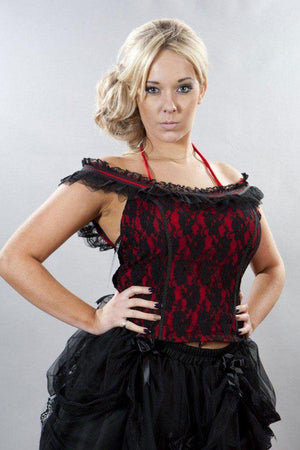 Jessie Victorian Vintage Top In Lycra And Lace Overlay-Burleska-Dark Fashion Clothing