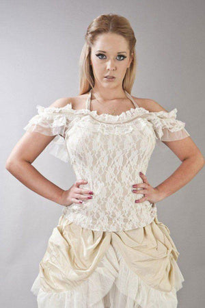 Jessie Victorian Vintage Top In Lycra And Lace Overlay-Burleska-Dark Fashion Clothing