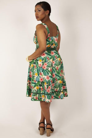 Jinkx Floral Tropical Print Dress-Voodoo Vixen-Dark Fashion Clothing