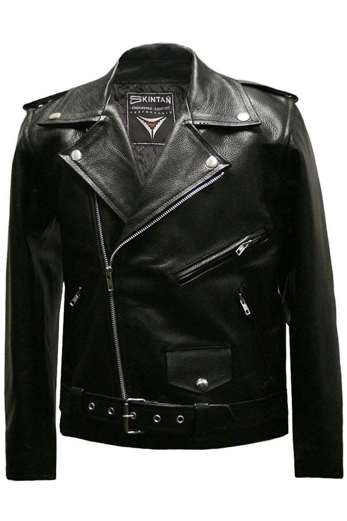 Kids Brando Biker Jacket-Skintan Leather-Dark Fashion Clothing