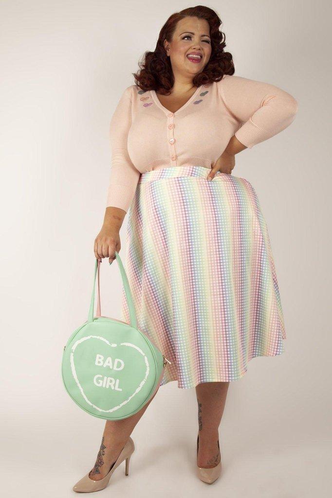 Kim Love Heart Print Cardigan-Voodoo Vixen-Dark Fashion Clothing