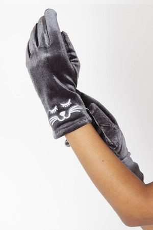 Kitty Velvet Gloves-Voodoo Vixen-Dark Fashion Clothing
