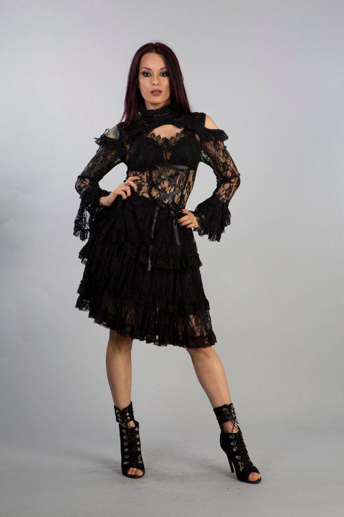 Kyra Dress In Black Lace-Burleska-Dark Fashion Clothing