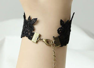 Lace Goth Bracelet - Coffin and Rose-Badboy-Dark Fashion Clothing