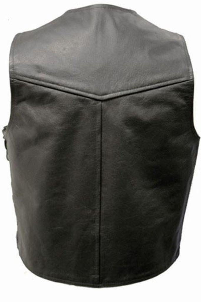 Lace Sided Biker Waistcoat-Skintan Leather-Dark Fashion Clothing