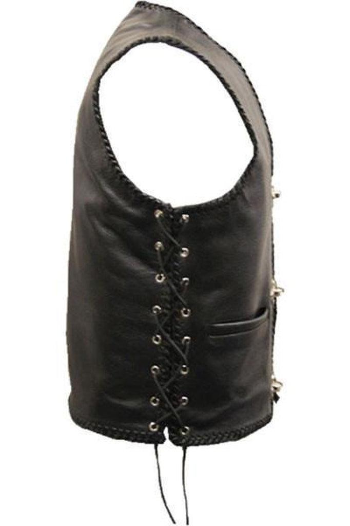 Laced Hand Plaited Biker Vest - Brace-Skintan Leather-Dark Fashion Clothing