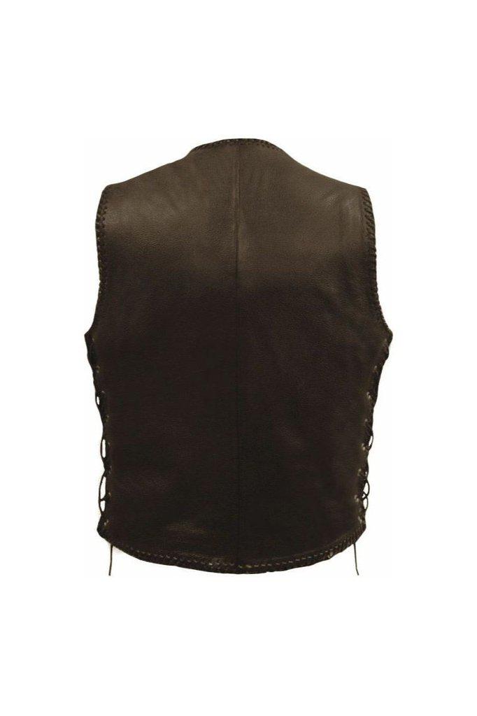 Laced Hand Plaited Biker Vest - Brace-Skintan Leather-Dark Fashion Clothing