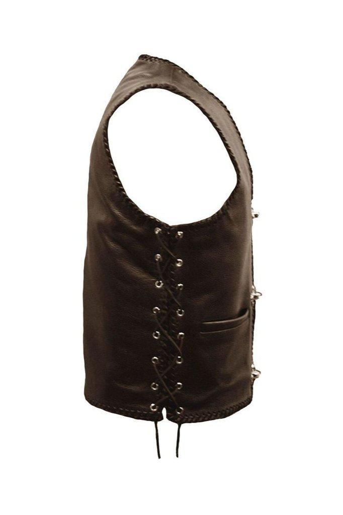 Laced Hand Plaited Biker Vest - Brace-Skintan Leather-Dark Fashion Clothing