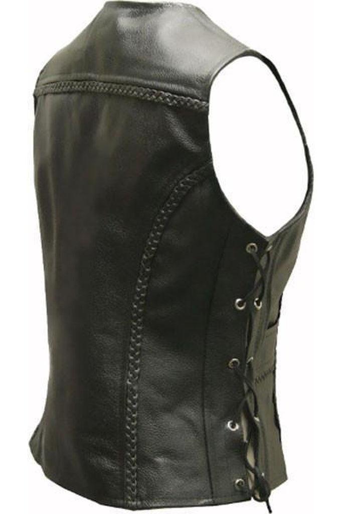 Ladies Leather Biker Vest - Jessie-Skintan Leather-Dark Fashion Clothing