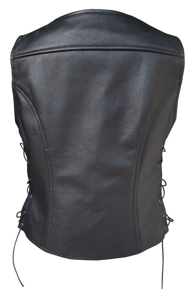 Ladies Leather Biker Vest - Rebel-Skintan Leather-Dark Fashion Clothing