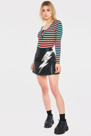 LCD Stripe Body Suit-Jawbreaker-Dark Fashion Clothing