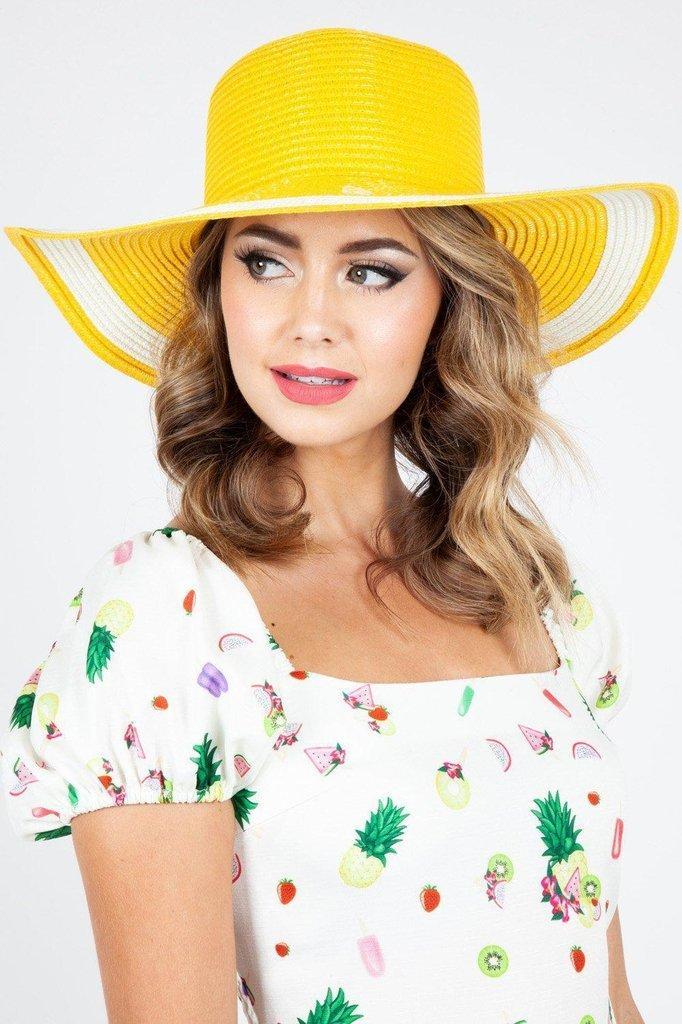 Lemon Sunhat-Voodoo Vixen-Dark Fashion Clothing