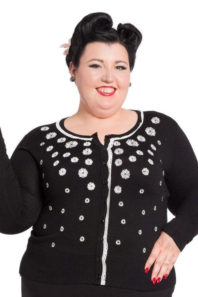 Leticia Rose Embroidery Plus Size Cardigan-Voodoo Vixen-Dark Fashion Clothing