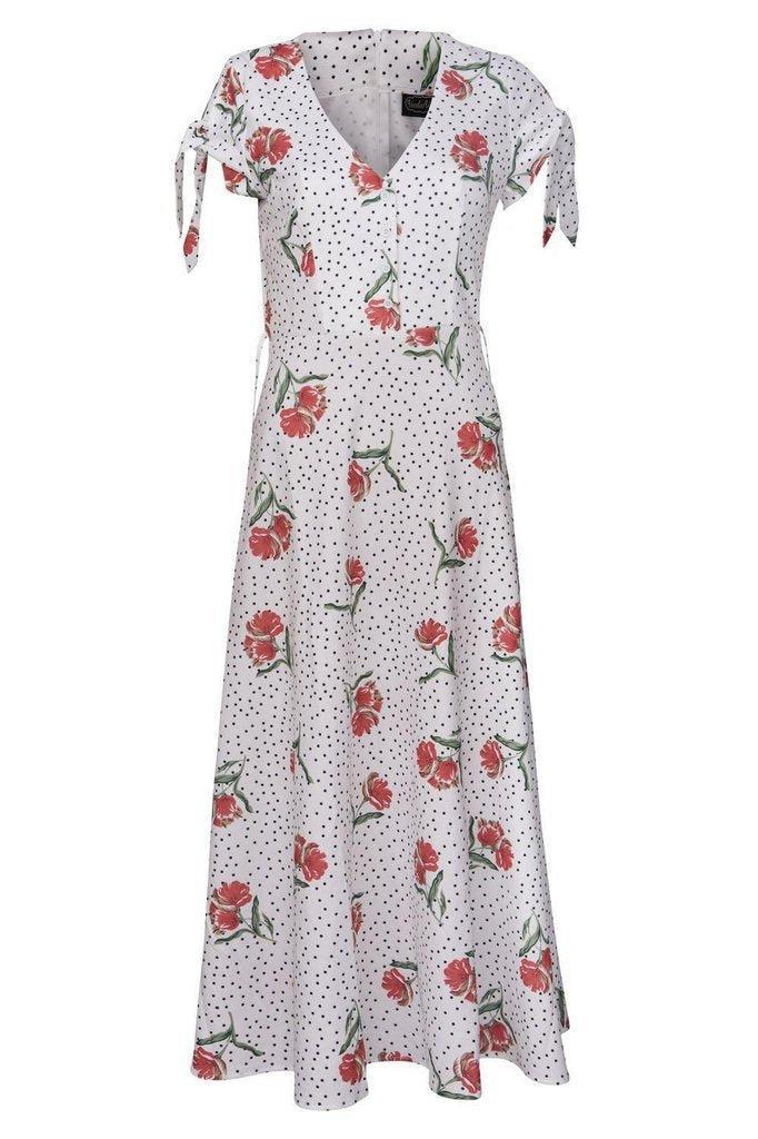 Lilian V-neck Dress-Voodoo Vixen-Dark Fashion Clothing