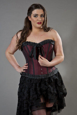 Lily Overbust Plus Size Corset In Taffeta-Burleska-Dark Fashion Clothing