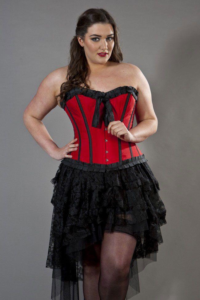 Lily Overbust Plus Size Corset In Taffeta-Burleska-Dark Fashion Clothing