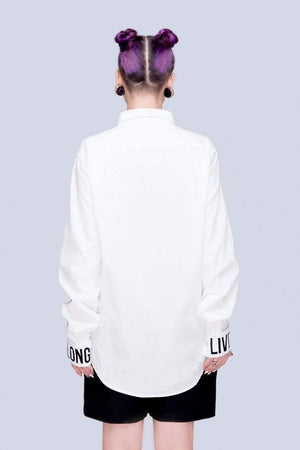 Live Long White Shirt - Unisex-Long Clothing-Dark Fashion Clothing