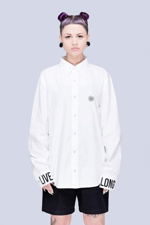 Live Long White Shirt - Unisex-Long Clothing-Dark Fashion Clothing