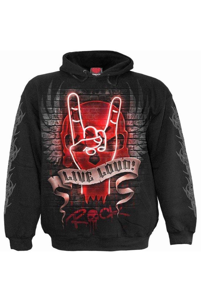 Live Loud - Hoody Black-Spiral-Dark Fashion Clothing