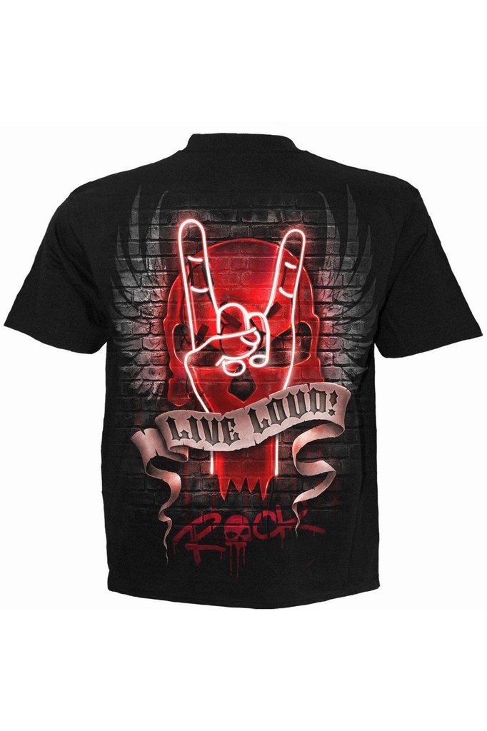 Live Loud - T-Shirt Black-Spiral-Dark Fashion Clothing