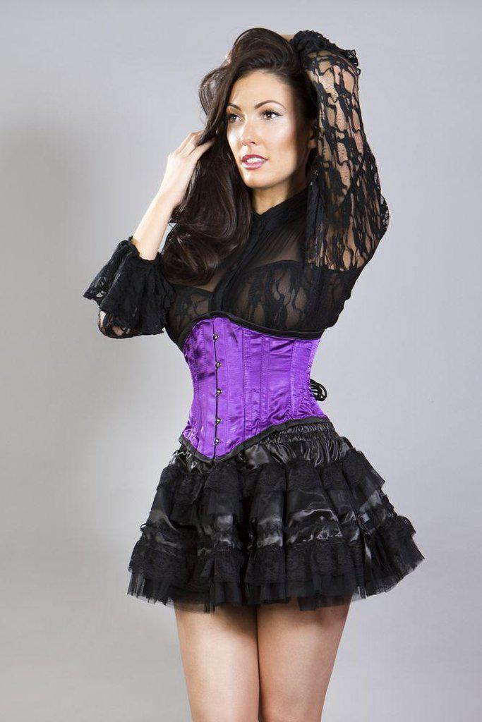 Lolita Mini Burlesque Skirt In Satin-Burleska-Dark Fashion Clothing