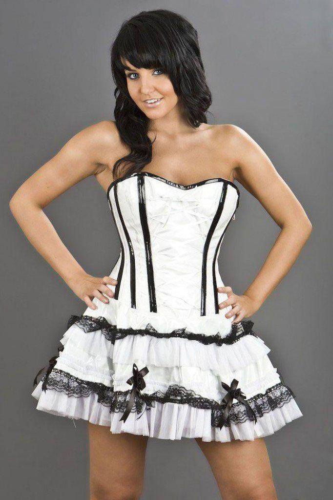 pvc corset dress Womens Shiny PVC Corset Dress Gothic Steampunk Overbust Long Bustier Dress