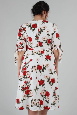Lorelei Floral Calf Length Dress-Voodoo Vixen-Dark Fashion Clothing