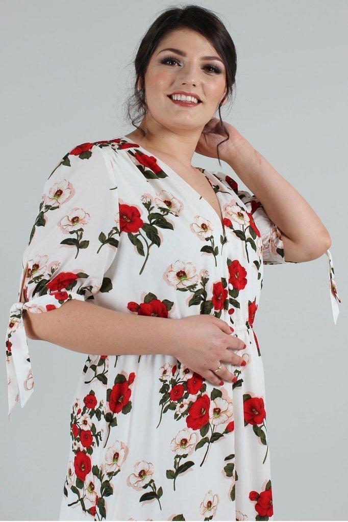 Lorelei Floral Calf Length Dress-Voodoo Vixen-Dark Fashion Clothing