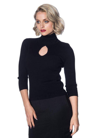 Louise Ribbed Knit Polo-Banned-Dark Fashion Clothing