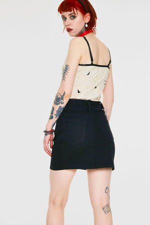 Love is Simple Black Denim Skirt-Jawbreaker-Dark Fashion Clothing