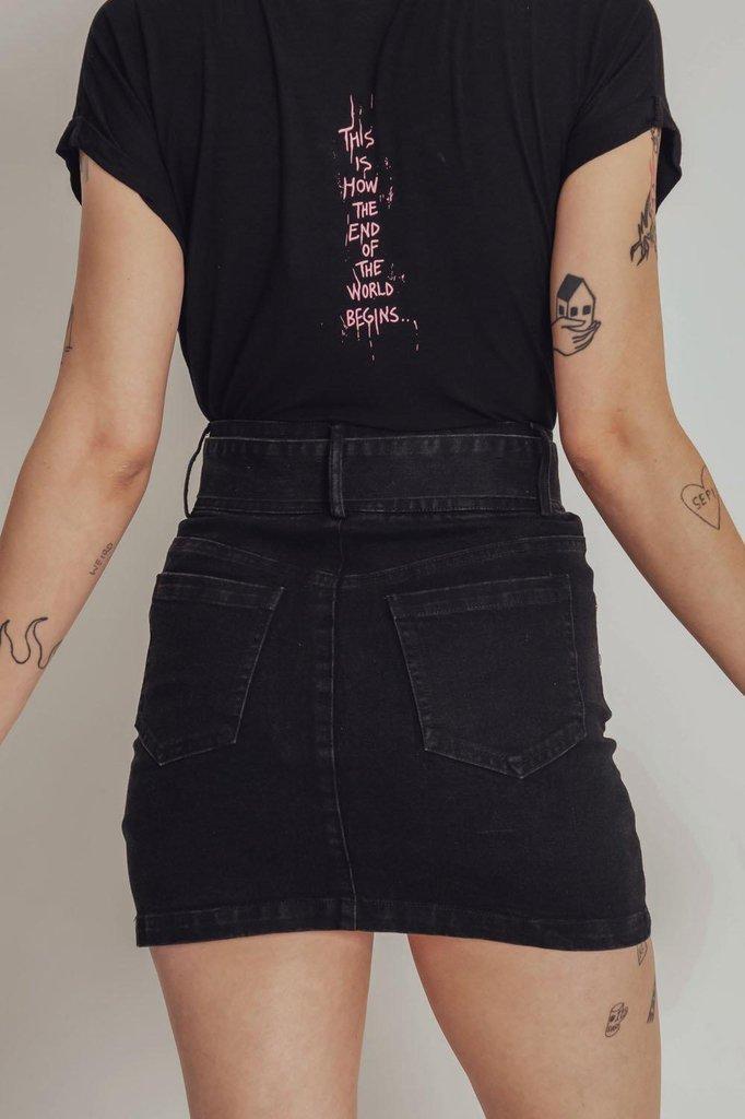 Love is Simple Black Denim Skirt-Jawbreaker-Dark Fashion Clothing