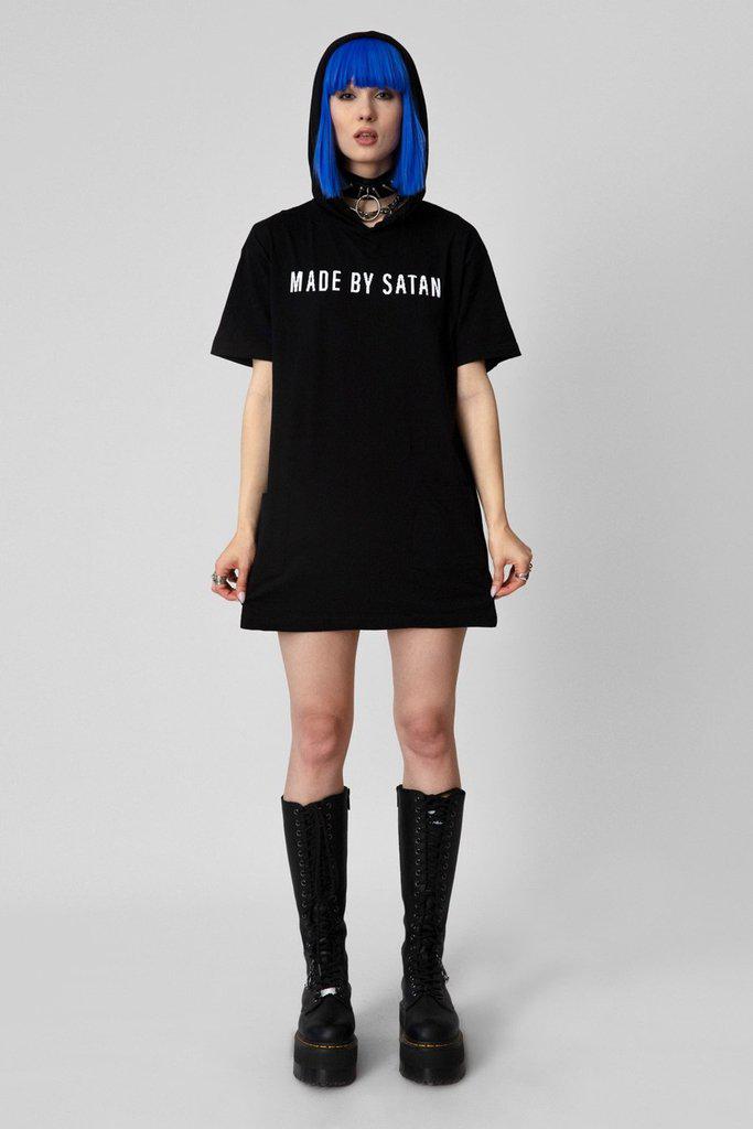 Made By Satan - Hooded T-Shirt - Unisex-Long Clothing-Dark Fashion Clothing