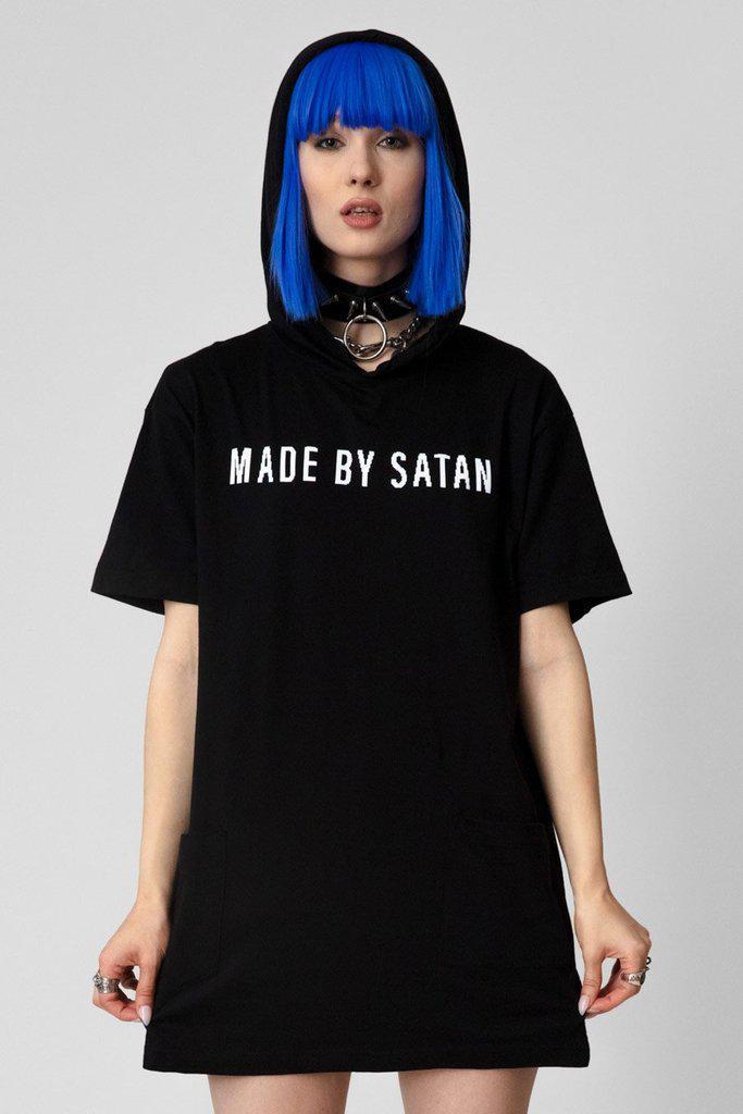 Made By Satan - Hooded T-Shirt - Unisex-Long Clothing-Dark Fashion Clothing