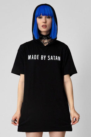 Made By Satan - Hooded T-Shirt - Unisex-Long Clothing-Dark Fashion Clothing