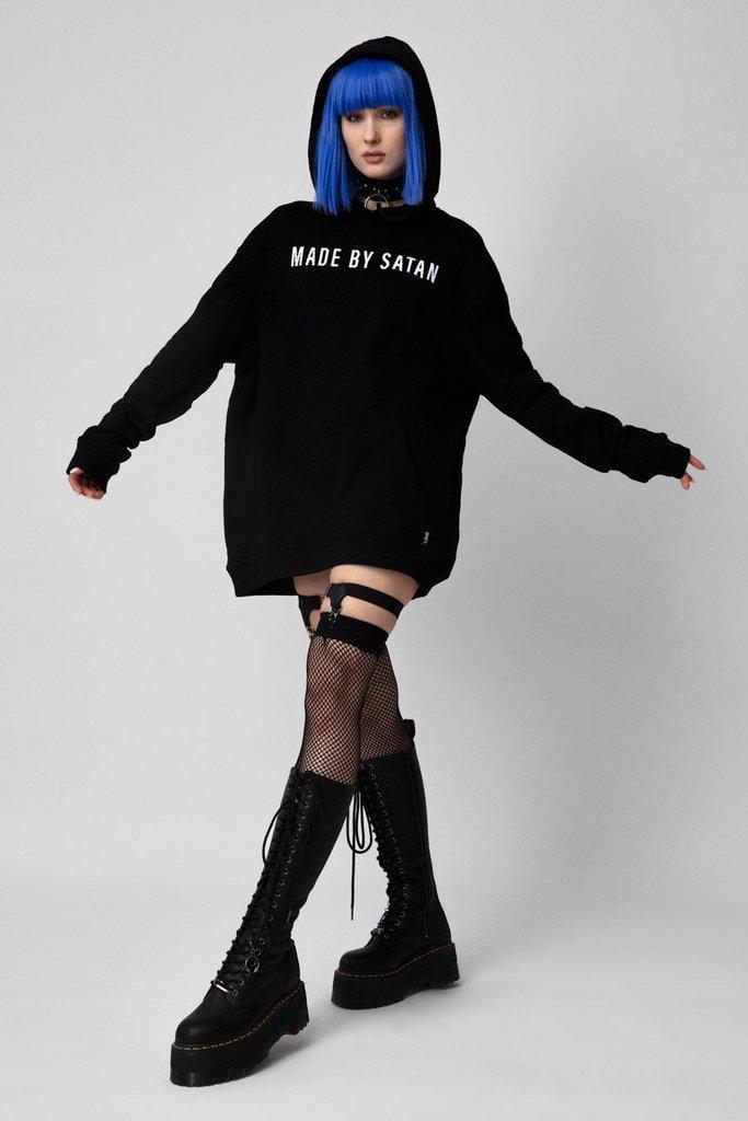 Made By Satan Oversize Hooded Sweat - Unisex-Long Clothing-Dark Fashion Clothing