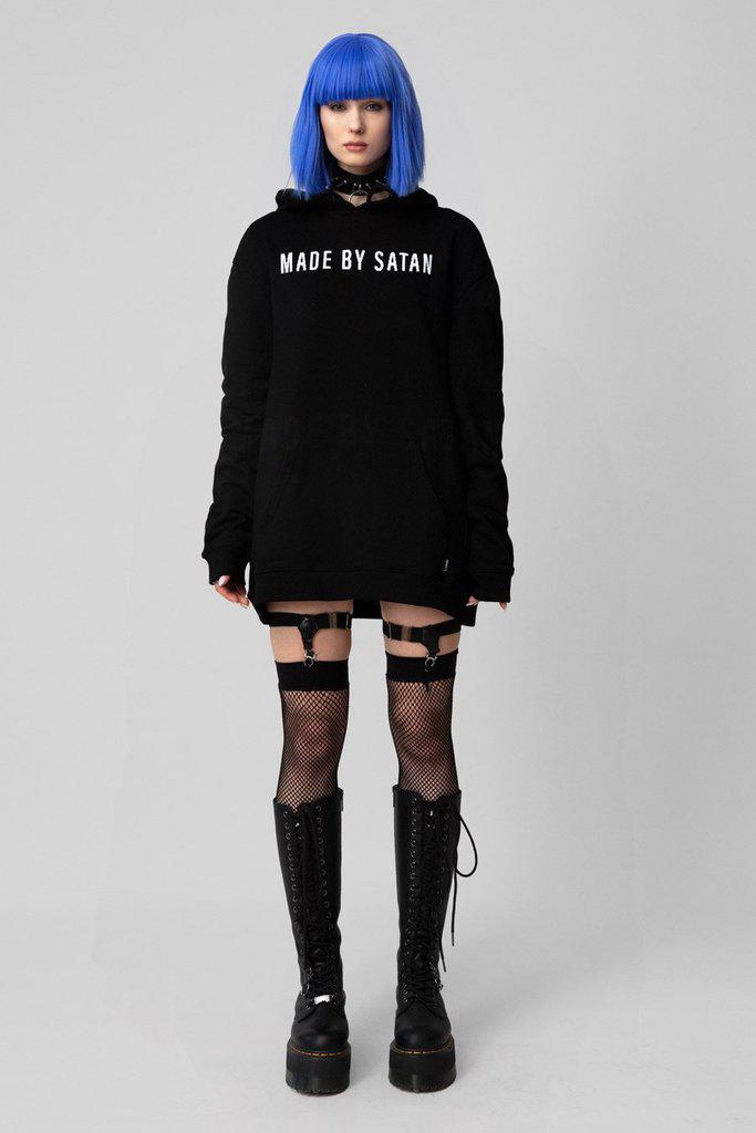 Made By Satan Oversize Hooded Sweat - Unisex-Long Clothing-Dark Fashion Clothing