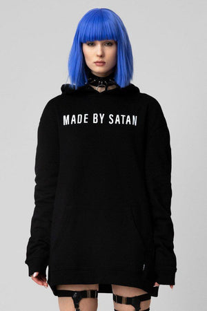Made By Satan Oversize Hooded Sweat - Unisex-Long Clothing-Dark Fashion Clothing