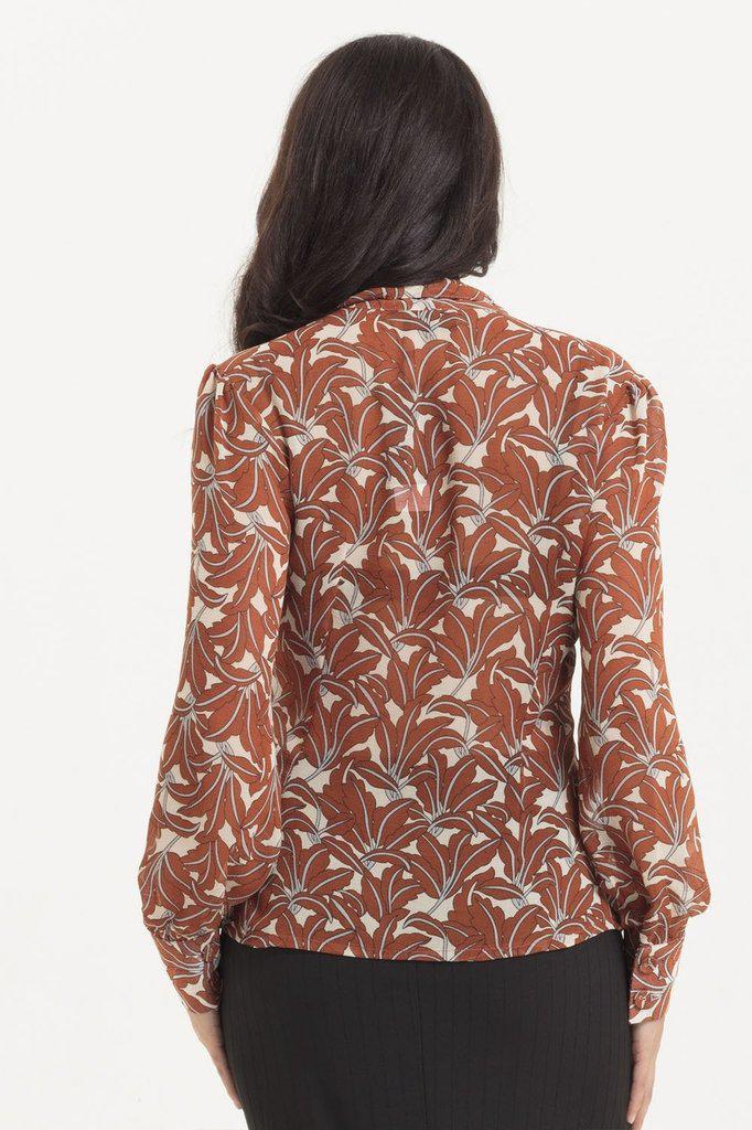 Madeline 40s Style Brown Floral Blouse-Voodoo Vixen-Dark Fashion Clothing