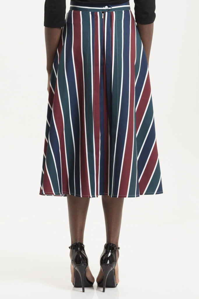 Madelyn Striped Full Circle Skirt-Voodoo Vixen-Dark Fashion Clothing