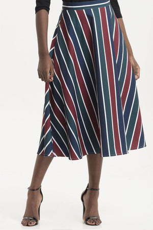 Madelyn Striped Full Circle Skirt-Voodoo Vixen-Dark Fashion Clothing